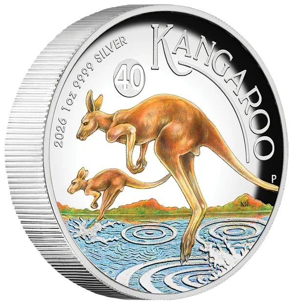 2025 Australian Kangaroo 1 Oz Silver Proof High Relief Coloured Coin