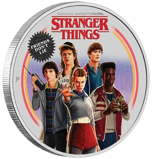 STRANGER THINGS FRIENDS DONT LIE 2026 1OZ SILVER COLOURED COIN