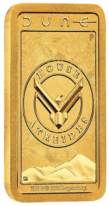 DUNE HOUSE ATREIDES 2026 1G GOLD MINTED BAR