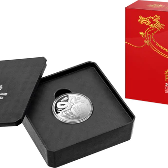 Lunar Year of the Dragon 2024 $5 Domed Fine Silver Proof Coin