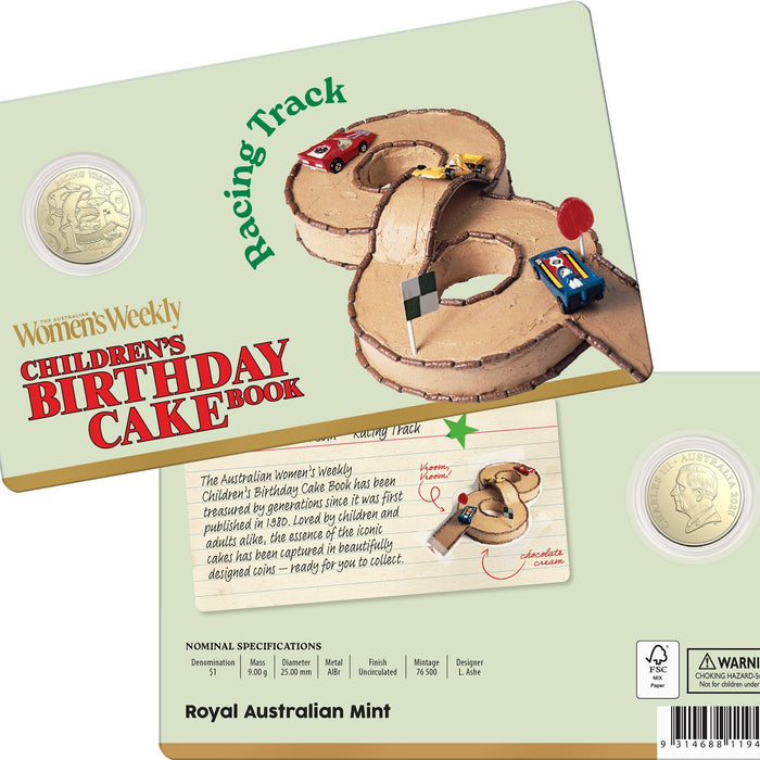 Racing Track Australian Women weekly Cook Book Coin at thegiftmart.com.au