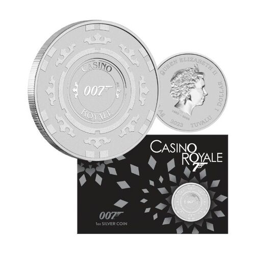 2023 JAMES Bond Casino Royale Casino Chip 1oz SILVER COIN IN CARD