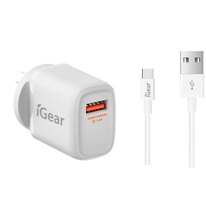 IGEAR POWER CHARGER AND CABLE SUITS TYPE-C USB DEVICES