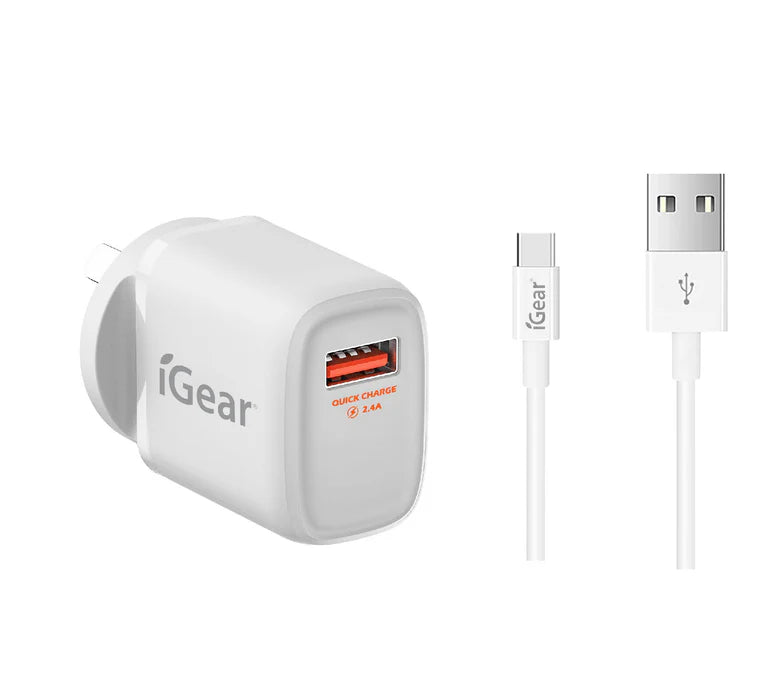 IGEAR POWER CHARGER AND CABLE SUITS TYPE-C USB DEVICES