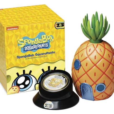 Spongebob SquarePants 2024 2oz Silver Proof Gilded Coin