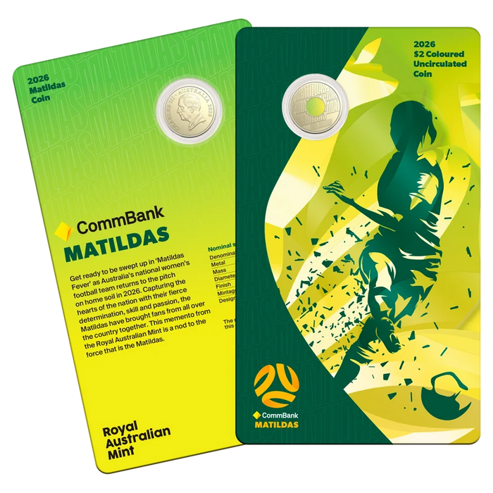 Matildas 2026 $2 Coloured Uncirculated Coin in Card