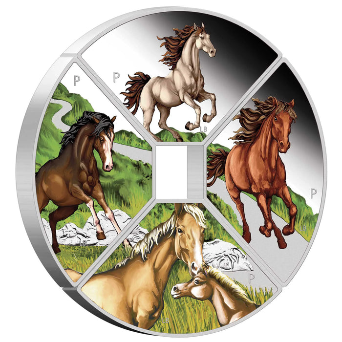 2026 Year of the Horse 1oz Silver Proof Coloured Quadrant Four-Coin Set