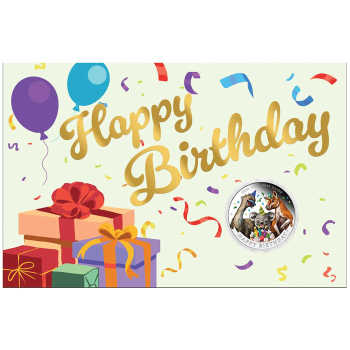 Happy Birthday 2026 1/2oz Silver Proof Coloured Coin in Card