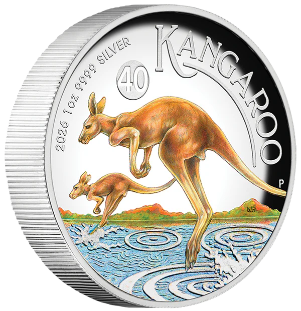 2025 Australian Kangaroo 1 Oz Silver Proof High Relief Coloured Coin
