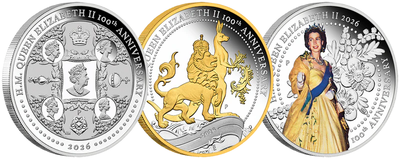 H.M. Queen Elizabeth II 100th Anniversary 2026 1oz Silver Three-Coin Set