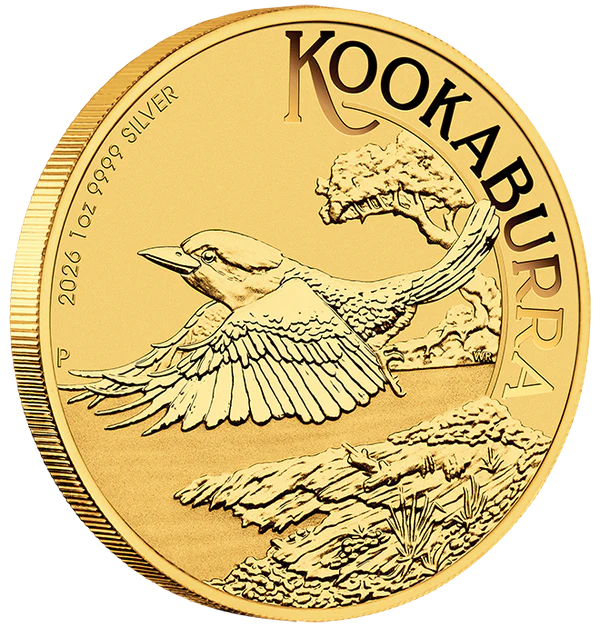 Australian Kookaburra Perth Stamp and Coin Show 2026 1oz Silver Gold-Plated Coin in Card