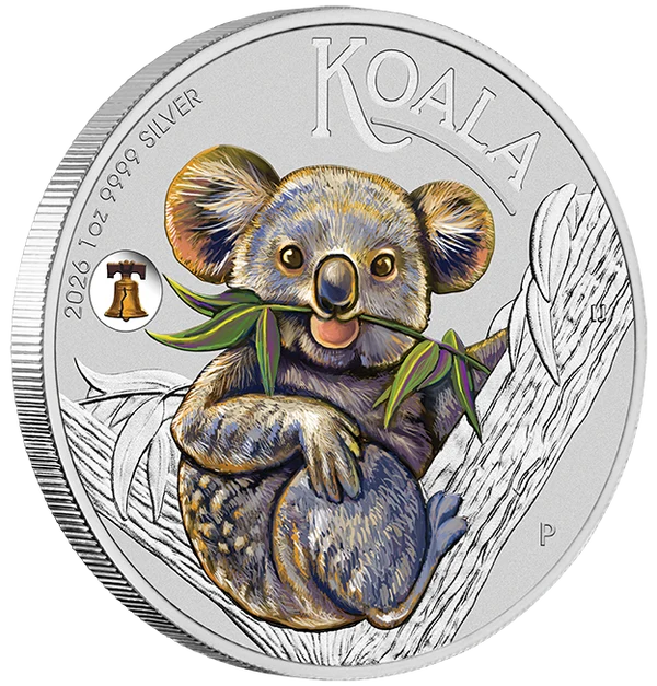 ANA COIN SHOW SPECIAL 2026 KOALA 1OZ SILVER COLOURED COIN WITH LIBERTY BELL PRIVY