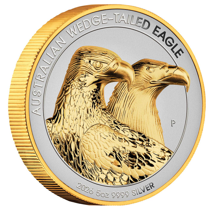 Australian Wedge-tailed Eagle 2026 5oz Silver Enhanced Reverse Proof Ultra High Relief Gilded Coin