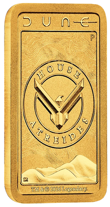 DUNE HOUSE ATREIDES 2026 1G GOLD MINTED BAR