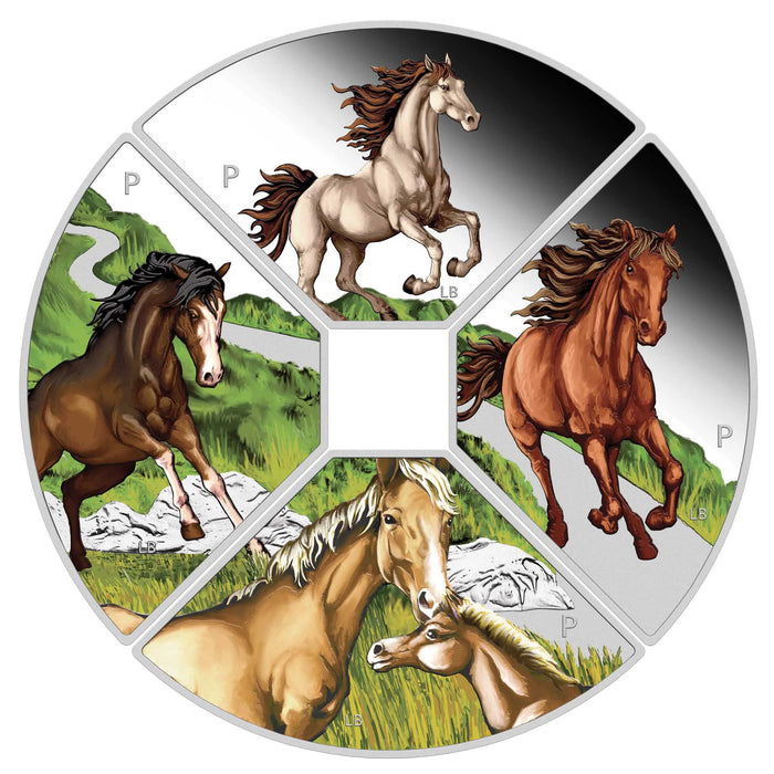 2026 Year of the Horse 1oz Silver Proof Coloured Quadrant Four-Coin Set