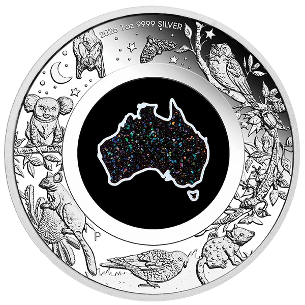 Great Southern Land Nocturnal 2026 1oz Silver Proof Matrix Opal Coin