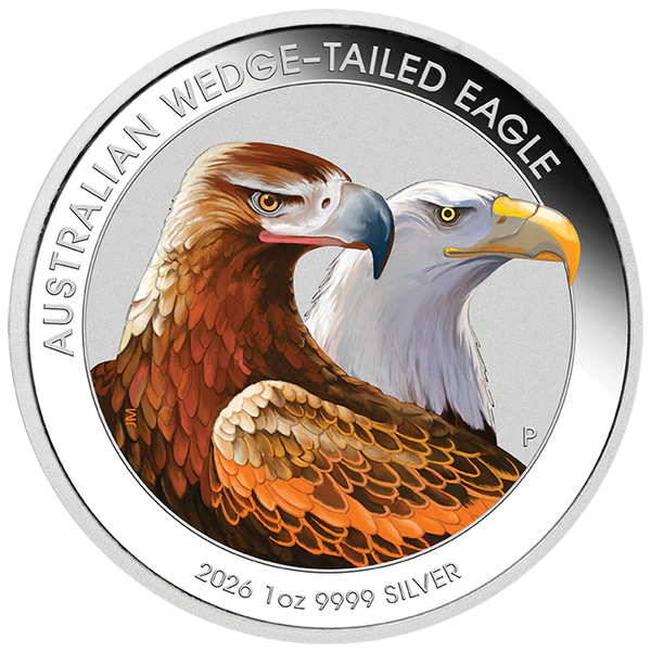 Australian Wedge-Tailed Eagle 2026 1oz Silver Coloured Coin in Card