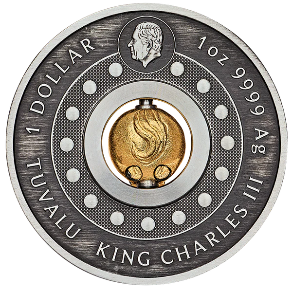 Year of the Horse Rotating Charm 2026 1oz Silver Antiqued Coin