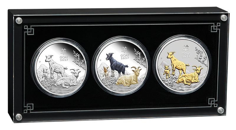 2027 Year of the Goat 1oz Silver Trio Set