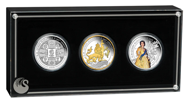 H.M. Queen Elizabeth II 100th Anniversary 2026 1oz Silver Three-Coin Set