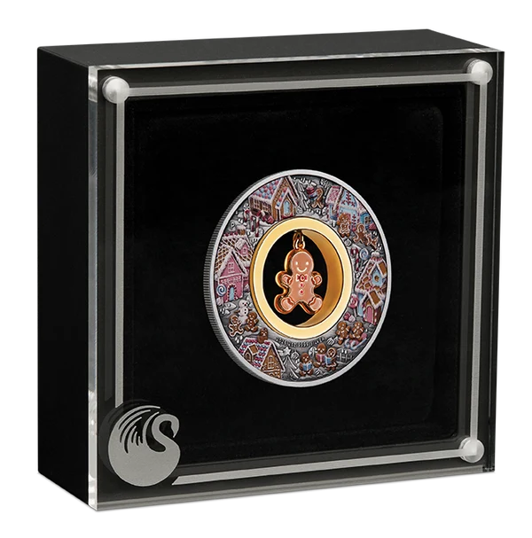 Gingerbread Christmas 2026 2oz Silver Antiqued Coloured Coin