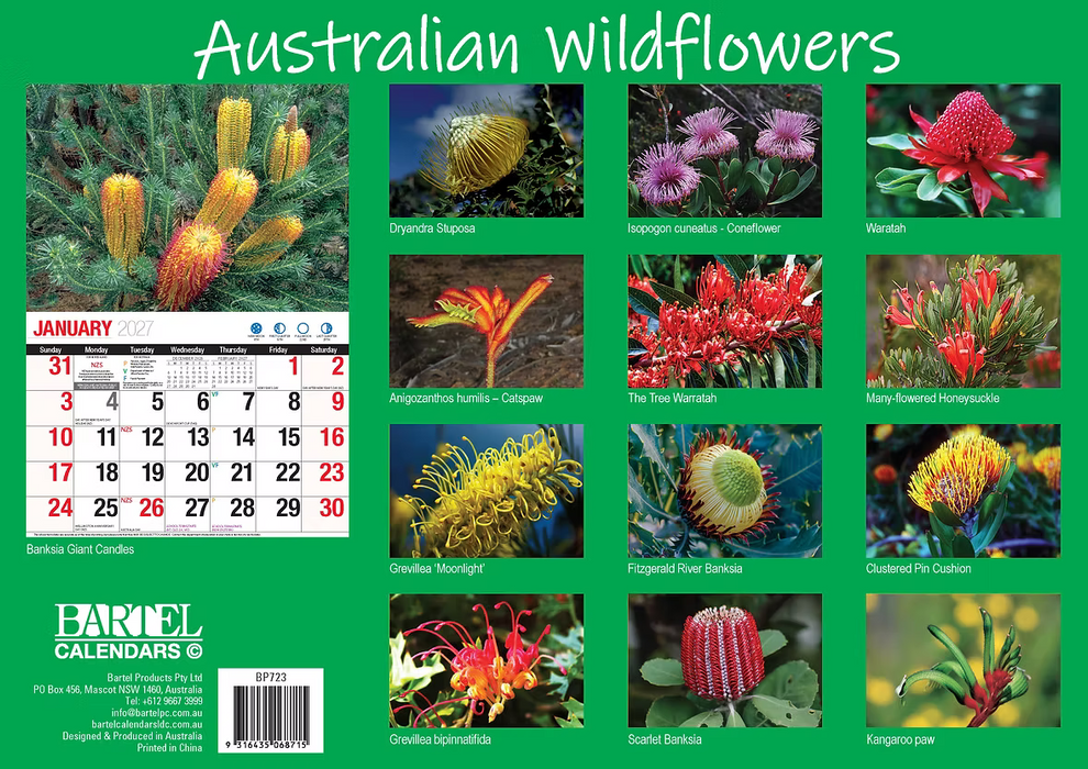 BARTEL CALENDARS 2027 AUSTRALIAN WILDFLOWERS