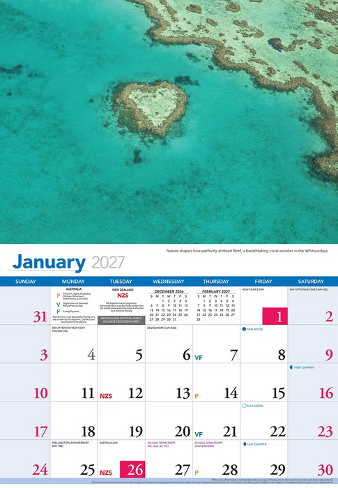 2027 THE GREAT BARRIER REEF CALENDAR