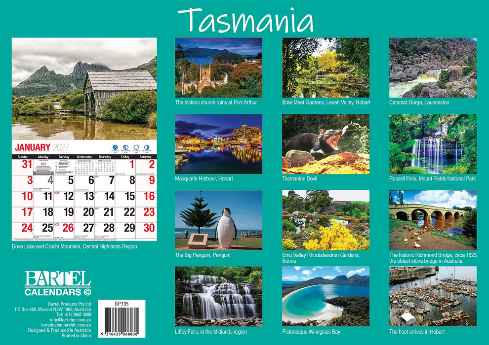 BARTEL CALENDARS 2027 TASMANIA