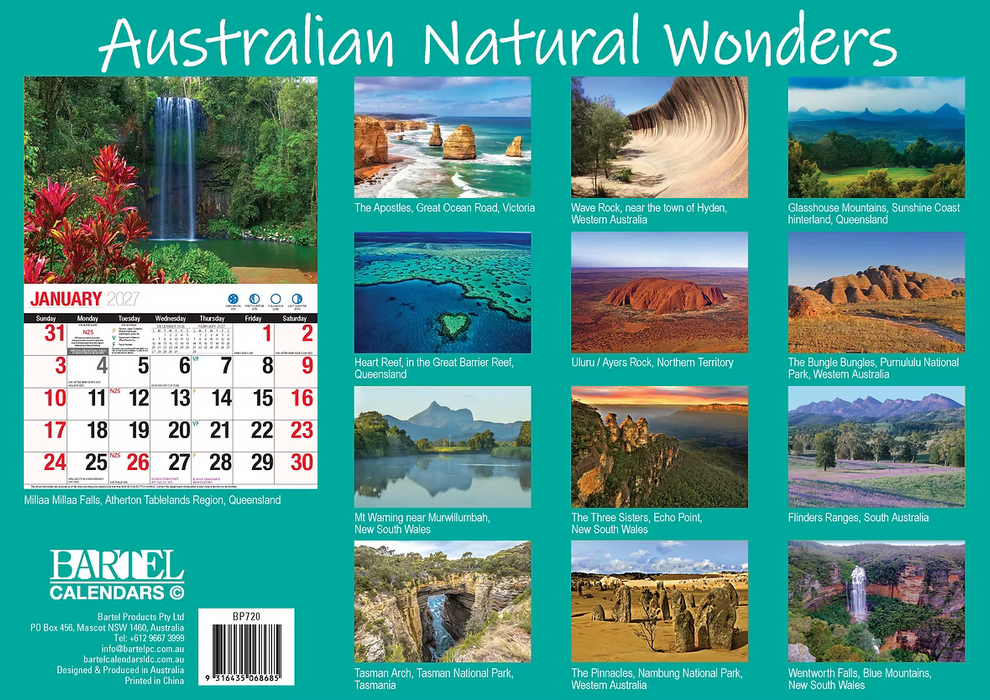 BARTEL CALENDARS 2027 AUSTRALIAN NATURAL WONDERS