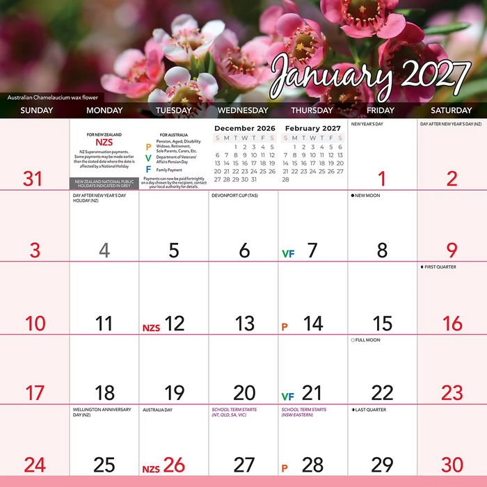 2027 MAGNETIC CALENDAR WILDFLOWERS