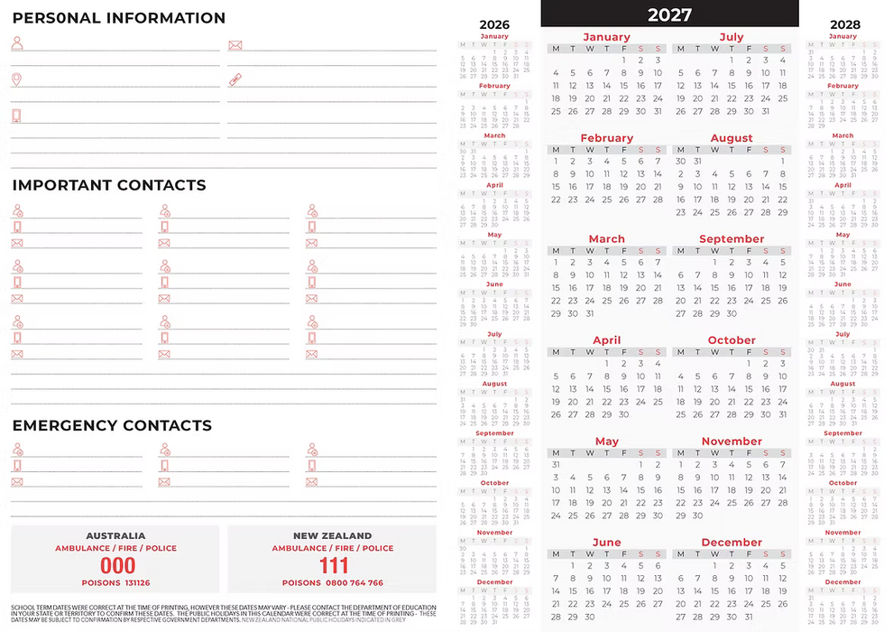 BARTEL 2027 EVERYDAY PLANNER MONTH TO VIEW ASST COLOURS