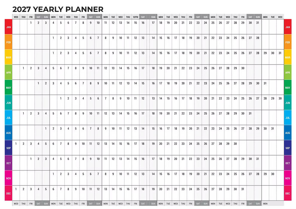 BARTEL 2027 EVERYDAY PLANNER MONTH TO VIEW ASST COLOURS