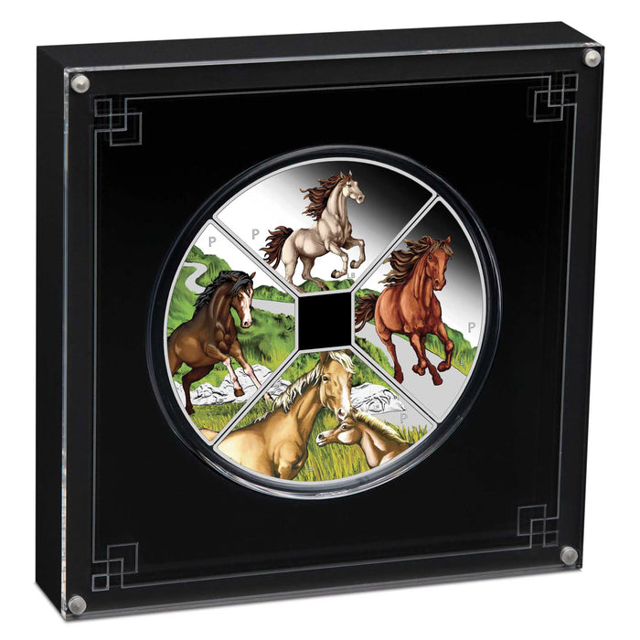 2026 Year of the Horse 1oz Silver Proof Coloured Quadrant Four-Coin Set