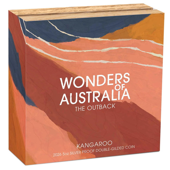 WOAD The outback Kangaroo 2026 5oz Silver Proof Double Gilded Coin