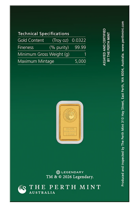 DUNE HOUSE ATREIDES 2026 1G GOLD MINTED BAR