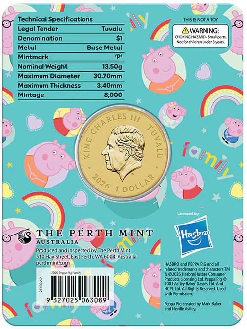 Pippa Pig - Family 2026 Collector Coin in Card