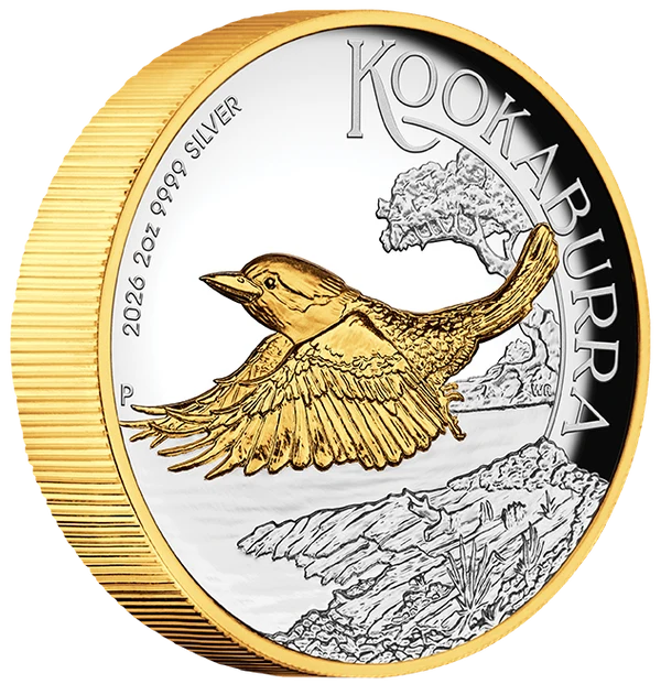 Australian Kookaburra 2026 2oz Silver Proof High Relief Gilded Coin