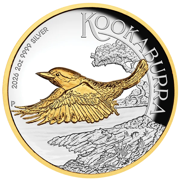 Australian Kookaburra 2026 2oz Silver Proof High Relief Gilded Coin