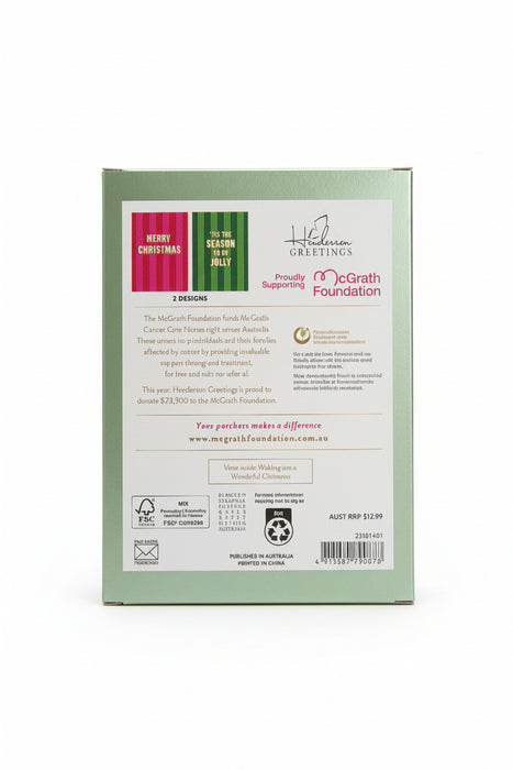 CHARITY CHRISTMAS CARDS Boxed Pink Stripe