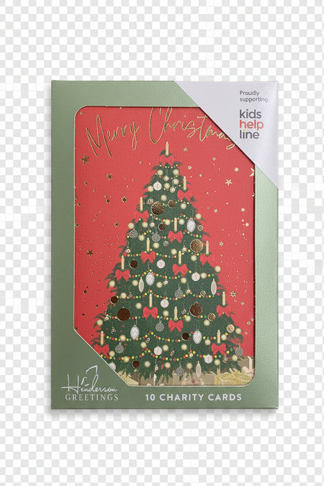 CHARITY CHRISTMAS CARDS Boxed Tree Red Bows