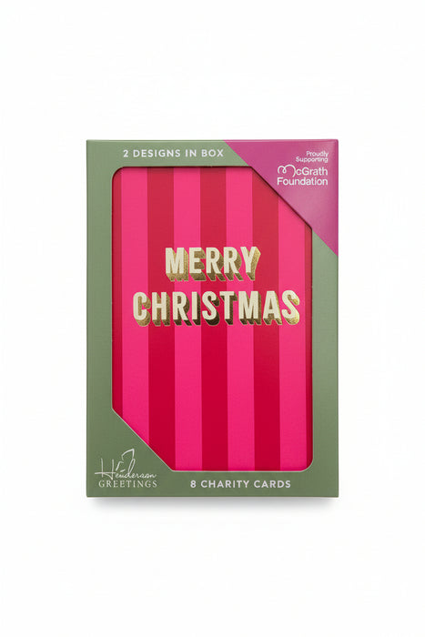 CHARITY CHRISTMAS CARDS Boxed Pink Stripe