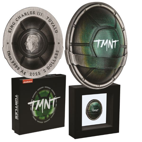 2025 $2 Domed Shell -Teenage Mutant Ninja Turtles 1.5oz Silver Antiqued Coloured Coin