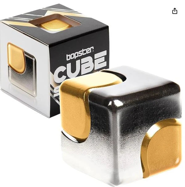 Bopster Fidget Spinner Cube | Silver & Gold
