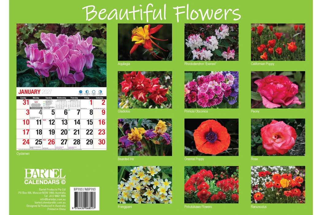 BARTEL CALENDARS 2027 BEAUTIFUL FLOWERS