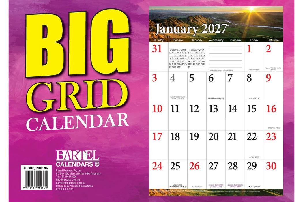 BARTEL CALENDARS 2027 BIG GRID