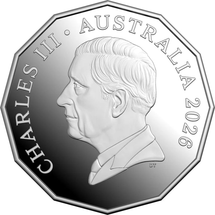 70TH ANNIVERSARY OF AUSTRALIA'S FIRST TELEVISION BROADCAST 2026 50C COLOURED SILVER PROOF COIN
