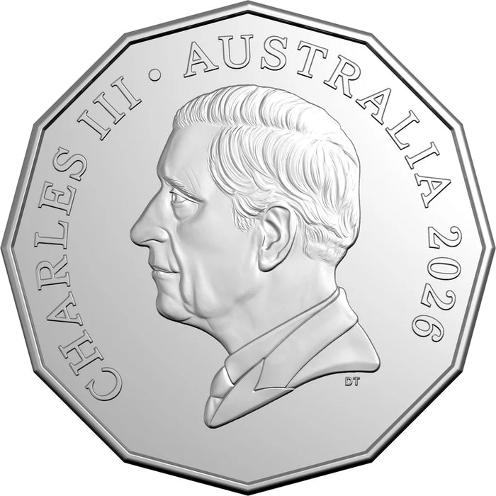70TH ANNIVERSARY OF AUSTRALIA'S FIRST TELEVISION BROADCAST 50C COLOURED COIN