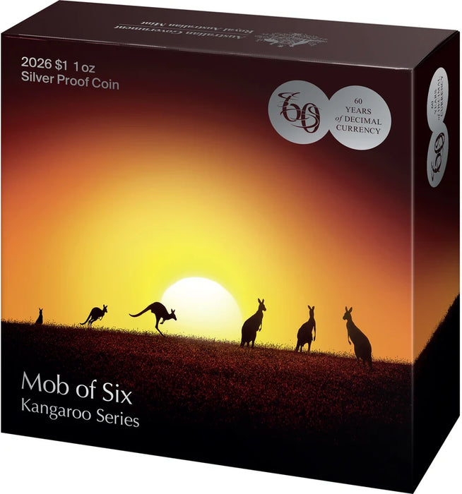 2026 $1 1OZ SILVER PROOF COIN MOB OF SIX KANGAROO SERIES