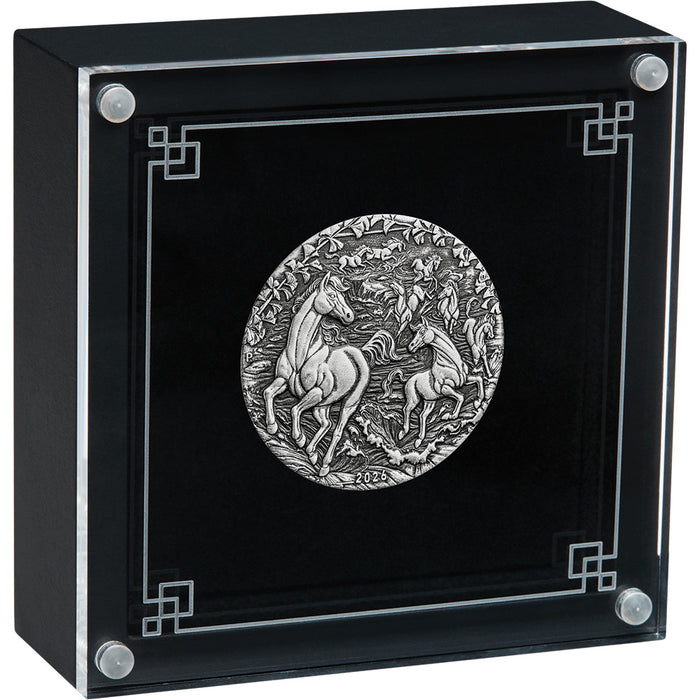 AUSTRALIAN LUNAR SERIES III2026 YEAR OF THE HORSE 2OZ SILVER ANTIQUED COIN