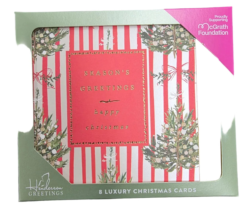 CHARITY CHRISTMAS CARDS Boxed Stripe With Trees